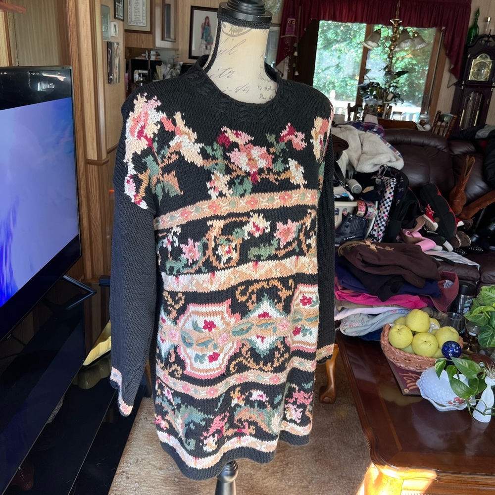 V I N T A G E 🌸 slouchy granny floral embroidered sweater🌸 - Picture 10 of 15